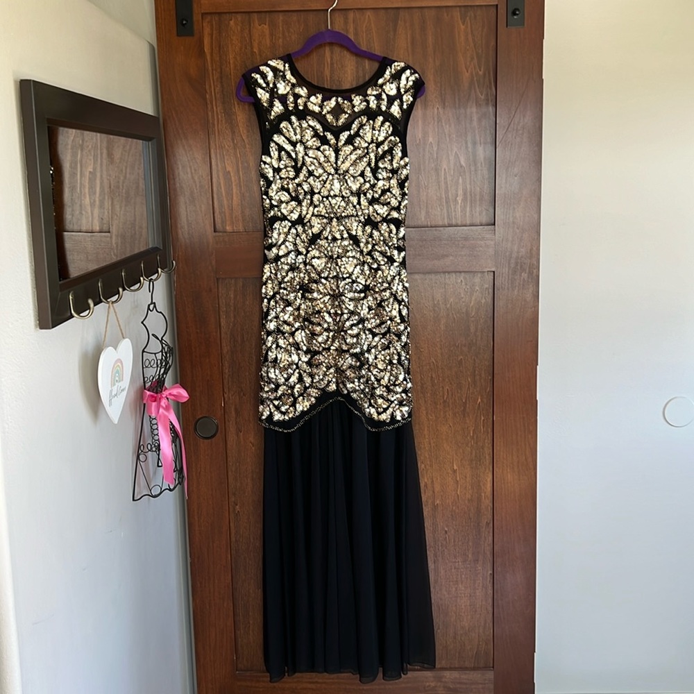 Vintage inspired gold and black sequin dress